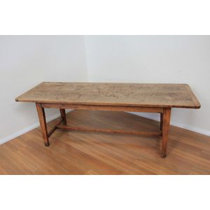 A fine French 19th century elm plank top farmhouse table on…