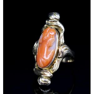 Victorian Trading Co Three Graces Hand Carved Italian Cameo Sterling Ring Size 5
