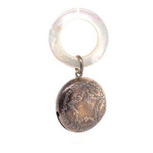George V sterling silver & mother of pearl baby rattle marked…