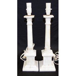 Pair column form alabaster table lamps column form to square…