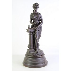 Spelter Lady Figure on Plinth - Figures/Groups - Sculpture/Statuary