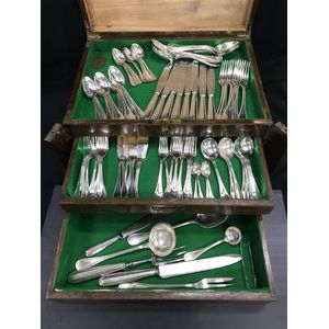 A Christofle silver plate pearls eighty eight piece cutlery set…