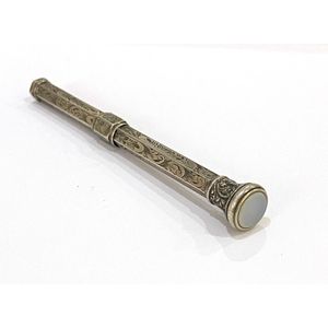 A sterling silver, agate seal top propelling pencil, filigree…