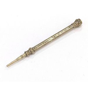 A sterling silver, carnelian seal top propelling pencil,…