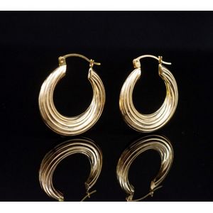 One Single 14k Yellow Gold newest Dangle Balls Hook Hoop Earring 24mm 1.8g