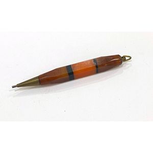 A carved agate & onyx propelling pencil, marked foreign, length…