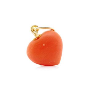 Heart pendant with red coral 18 ct yellow gold. Unique …