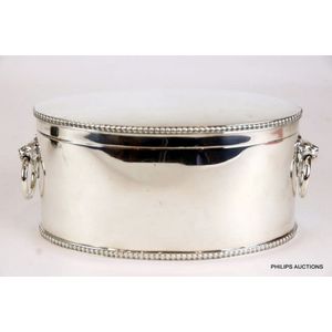 An English sterling silver biscuit box, 1927 Sheffield, with…
