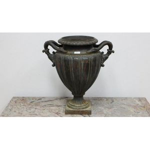 French Cast Iron Urn with Double Swan Neck Handles - Decorative - Urns ...