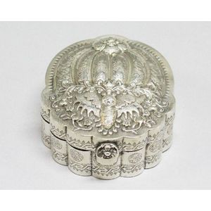 Antique Oriental silver betel box with sectional inside for…
