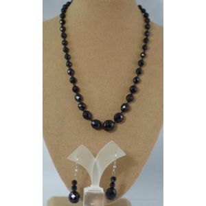 French jet necklace and earring set,