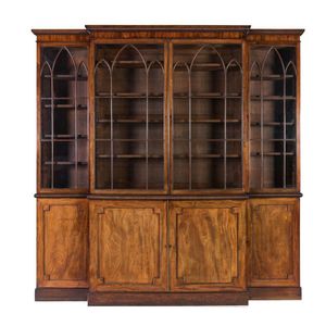 A fine George IV mahogany breakfront library bookcase, English,&hellip;