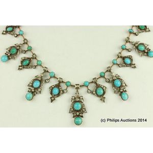 Victorian Turquoise & Diamond Fringe Necklace - Necklace/Chain - Jewellery