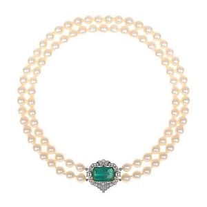 Vintage necklaces, gold with emeralds - price guide and values