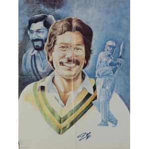 Posters: 1980s-90s cricket posters, noted 3 signed by Imran…