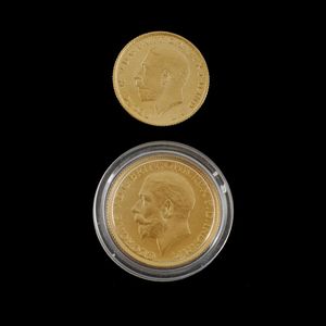 Two 18ct pink gold Ingots. In the form of a sovereign and half…