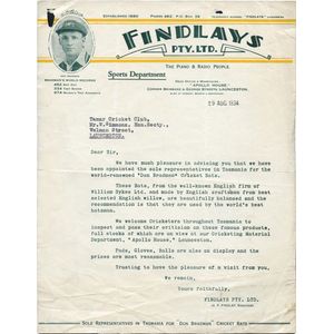 1934 (29 Aug) letter from Findlays Pty Ltd in Launceston with…