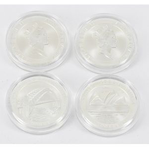 Two sets each of two $10 silver proof coins: Sydney Harbour…