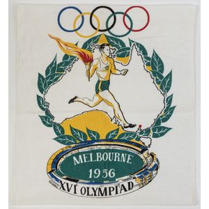 1956 Melbourne Olympics: Towels, two by Super Tex showing torch…