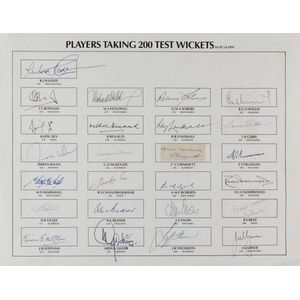 1991 A3 team sheet 'Players Taking 200 Test Wickets (as at 1.6.…