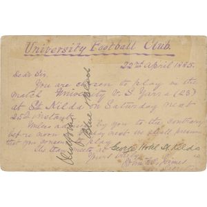 University: 1885 (22 April) 1d Postal Card advising H Horne,…