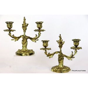 Buy French Antique Pair of Bronze Candelabras / Candle Holders, Ornate  Louis XV Style, Circa 1900. Online in India 