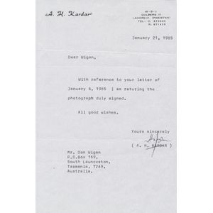c.1982-2013 letters to Don Wigan from Test & First Class…