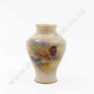 Royal Worcester inverted baluster posy vase, painted with…