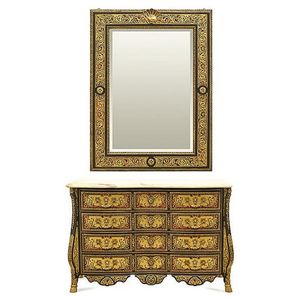 A Louis XV style Boulle manner ebonised and cut brass inlaid…