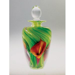 Peter Raos, amber lily bottle with stopper, etched signature &…