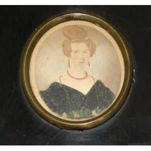 A Georgian portrait miniature, lady with coral necklace,…