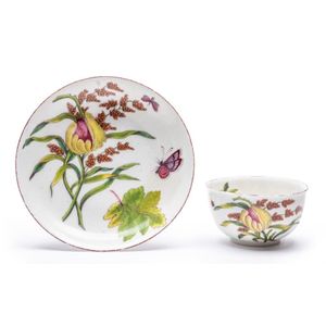 A rare Chelsea red-anchor period tea-bowl and painted in Hans&hellip;