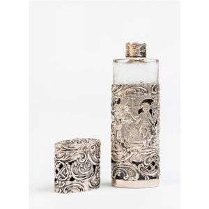 A German silver cased glass scent flask, 19th century of&hellip;