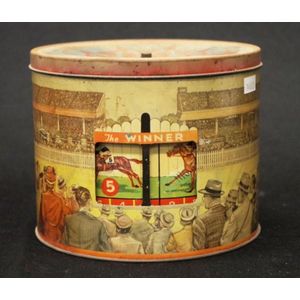 Vintage Peek Frean 'The Winner' biscuit tin, with operating…
