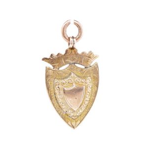 Edwardian 9ct rose gold fob medal with coronet and plain…