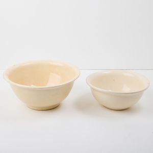 Two Crown Lynn mixing bowls, tiki stamps to bases. Some&hellip;