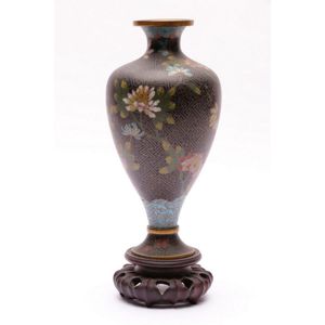 Fine cloisonne vase on stand, height 27 cm