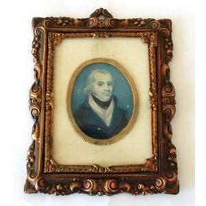 An 18th century portrait miniature, of a gentleman in a blue…