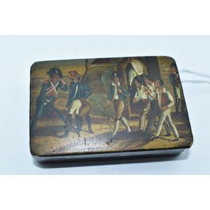 Victorian papier mache lacquered trinket box with hand painted…