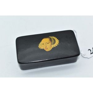 Victorian papier mache lacquered trinket box with hand painted…