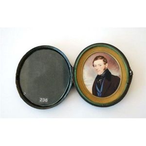 A portrait miniature, gentleman in a blue Waistcoat, painted on…