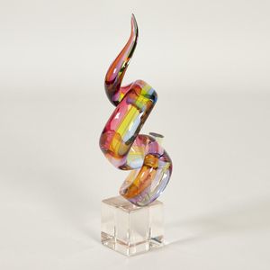 An Archimede Seguso for Murano ribbon sculpture, a hand blown…
