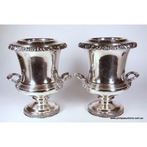 A pair of Regency Sheffield plate wine coolers, circa 1830, the…