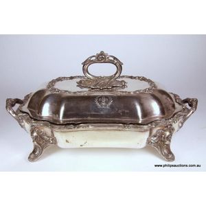 A Victorian Sheffield plate vegetable tureen, 19th century, a…