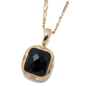 9ct Yellow Gold Rectangular Onyx and Diamond Enhancer pendant