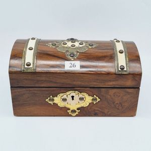 19th century cigar box, mahogany with brass and ivory mounts…