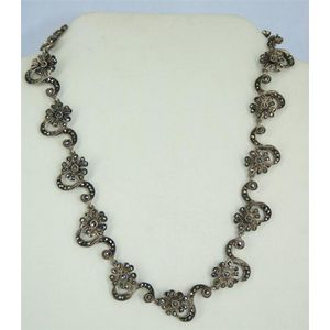 1940s German Silver Marcasite Necklace in Box - Necklace/Chain - Jewellery