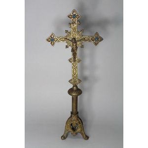 Antique French bronze crucifix of Jesus Christ, 66 cm high