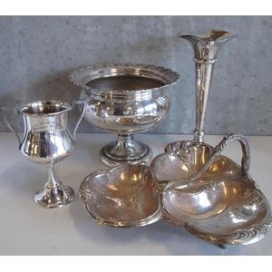 Antique Plated Vase, Mosman Trophy, Art Nouveau Dish - Bowls, Comports ...