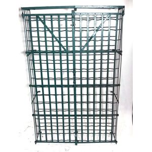 A green painted metal wine rack French, circa 1900